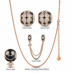 Sterling Silver Spectral Shine Charms Necklace Set With Enamel In White Gold Plated
