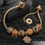 Sterling Silver Whimsical Pumpkin Journey Charms Bracelet Set With Enamel In 14K Gold Plated (Includes bracelet and all charms shown)