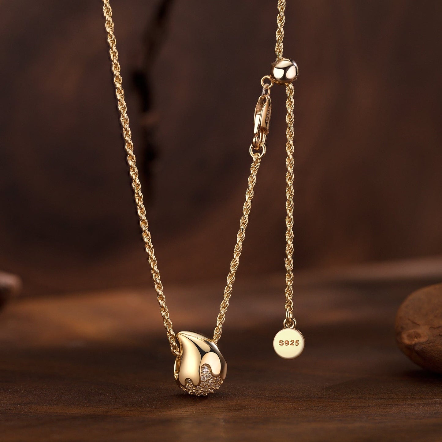 Sterling Silver Love Cube Necklace Set In 14K Gold Plated
