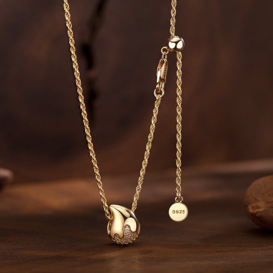 gona- Sterling Silver Love Cube Necklace Set In 14K Gold Plated