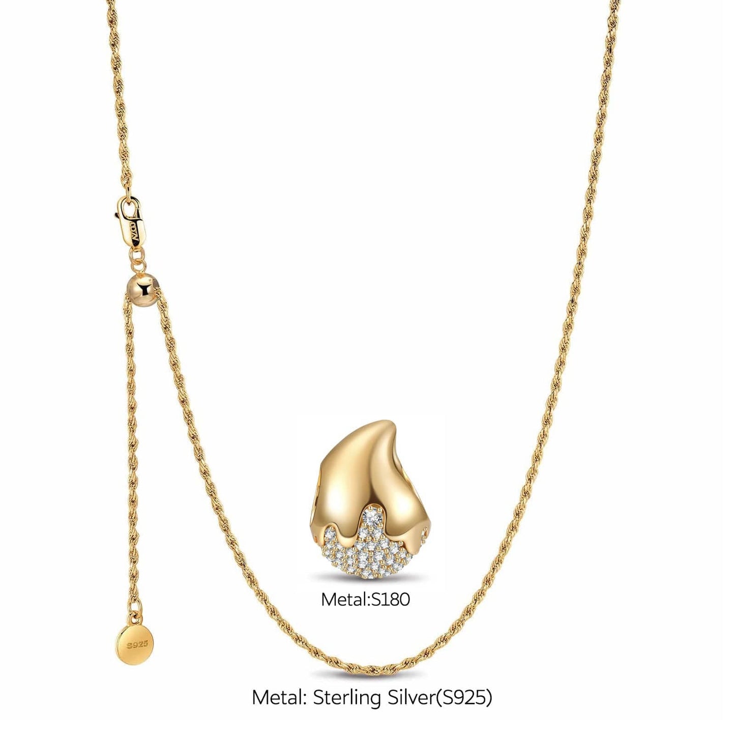 Sterling Silver Love Cube Necklace Set In 14K Gold Plated