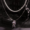 Sterling Silver Trickster's Masquerade Charms Necklace Set With Enamel In White Gold Plated