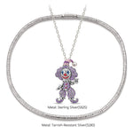 Sterling Silver Trickster's Masquerade Charms Necklace Set With Enamel In White Gold Plated