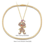 Sterling Silver Trickster's Masquerade Charms Necklace Set With Enamel In 14K Gold Plated