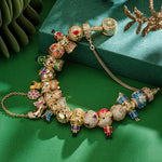 Sterling Silver Regal Festivities Charms Bracelet Set With Enamel In 14K Gold Plated (Includes bracelet and all charms shown)