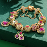 Christmas Sale Limited Special - Sterling Silver Christmas Gift Harmony Charms Bracelet Set In 14K Gold Plated (Includes bracelet and all charms shown)