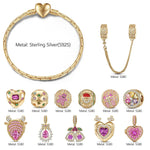 BLACK FRIDAY Limited Special- Sterling Silver Christmas Gift Harmony Charms Bracelet Set In 14K Gold Plated (Includes bracelet and all charms shown)