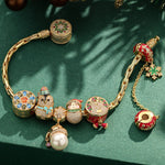 BLACK FRIDAY Limited Special-Sterling Silver Pearl Winterland Charms Bracelet Set With Enamel In 14K Gold Plated (Includes bracelet and all charms shown)-Created With SWAROVSKI® Crystals