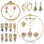 Limited Edition - The Iconic Advent Calendar - 12 Days Of Christmas Fine Jewelry Gift Set: Sterling Silver Cozy Countdown Charms Earrings and Necklace and Bracelet Set With Enamel In 14K Gold Plated