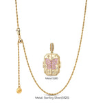 Sterling Silver Butterfly Keepsake Necklace Set In 14K Gold Plated