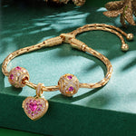 Sterling Silver Holiday Mosaic Charms Bracelet Set In 14K Gold Plated (Includes bracelet and all charms shown)