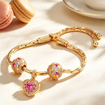 Sterling Silver Holiday Mosaic Charms Bracelet Set In 14K Gold Plated (Includes bracelet and all charms shown)