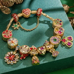 Enchanted Christmas Kingdom Tarnish-resistant Silver Charms Bracelet Set With Enamel In 14K Gold Plated (Includes bracelet and all charms shown)