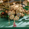 Sterling Silver Vibrant Christmas Dance Necklace Set In 14K Gold Plated