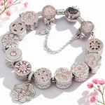 Sterling Silver Captivating Fairytale Charms Bracelet Set In White Gold Plated (Includes bracelet and all charms shown)