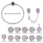 Sterling Silver Captivating Fairytale Charms Bracelet Set In White Gold Plated (Includes bracelet and all charms shown)