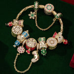 Sterling Silver Opulent Nutcracker Splendor Charms Bracelet Set With Enamel In 14K Gold Plated (Includes bracelet and all charms shown)