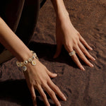 Sterling Silver Blessed Sigil Charms Bracelet Set With Enamel In 14K Gold Plated (Includes bracelet and all charms shown)