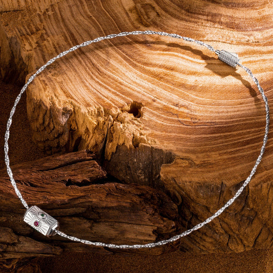 gona- Sterling Silver Vespera Amulet Charms Necklace Set In White Gold Plated