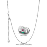 Sterling Silver Vespera Amulet Charms Necklace Set In White Gold Plated