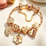 Sterling Silver Angel of Affection Charms Bracelet Set In 14K Gold Plated (Includes bracelet and all charms shown)