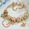 Sterling Silver Sparkling Butterfly Dance Charms Bracelet Set In 14K Gold Plated (Includes bracelet and all charms shown)