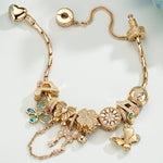 Sparkling Butterfly Dance Tarnish-Resistant Silver Charms Bracelet Set In 14K Gold Plated (Includes bracelet and all charms shown)