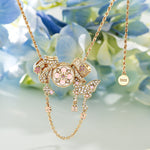 Sterling Silver Blush Sakura Flutter Charms Necklace Set In 14K Gold Plated (Includes bracelet and all charms shown)