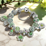 Sterling Silver Verdant Spring Reverie Charms Bracelet Set In White Gold Plated (Includes bracelet and all charms shown)