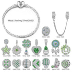 Sterling Silver Verdant Spring Reverie Charms Bracelet Set In White Gold Plated (Includes bracelet and all charms shown)
