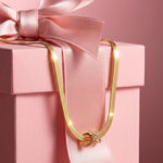 Maternal Bond Knot Tarnish-Resistant Silver Herringbone Chain Necklace In 14K Gold Plated