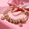 Sterling Silver Cherished Mom Heart Charms Bracelet Set In 14K Gold Plated (Includes bracelet and all charms shown)