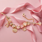Sterling Silver Eternal Swan Love Charms Bracelet Set In 14K Gold Plated (Includes bracelet and all charms shown)