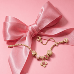 Sterling Silver BlossomMom Charm Bracelet – Rose Gold-Plated Heart & Floral Design (Includes Bracelet with All Charms)