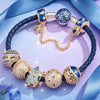 Sterling Silver Lunar Leather Dreamscape Charms Bracelet Set In 14K Gold Plated (Includes bracelet and all charms shown)