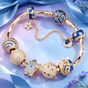 Sterling Silver Starry Night Wonderland Tale Charms Bracelet Set In 14K Gold Plated (Includes bracelet and all charms shown)
