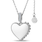 Personalized Engravable Sterling Silver Framed Heart Pendant Necklace In White Gold Plated