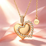 Personalized Engravable Sterling Silver Framed Heart Pendant Necklace In 14K Gold Plated