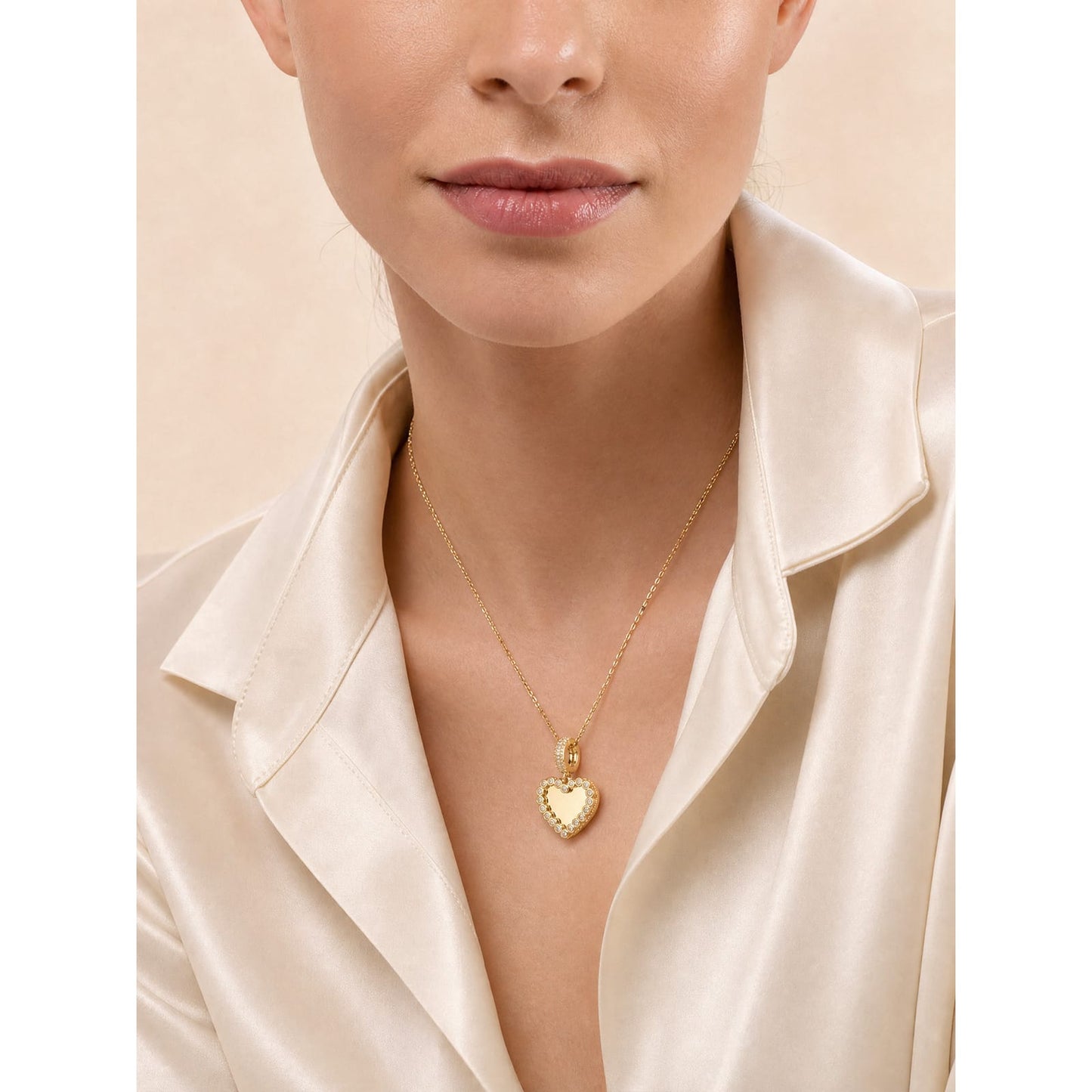 Personalized Engravable Sterling Silver Framed Heart Pendant Necklace In 14K Gold Plated