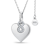 Personalized Engravable Sterling Silver Infinity Symbol Heart Necklace In White Gold Plated, "Forever Love" Sentimental Gift for Her