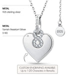 Personalized Engravable Sterling Silver Infinity Symbol Heart Necklace In White Gold Plated, "Forever Love" Sentimental Gift for Her