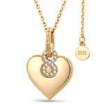 Personalized Engravable Sterling Silver Infinity Symbol Heart Necklace In 14K Gold Plated, "Forever Love" Sentimental Gift for Her