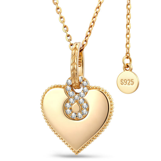 gona- Personalized Engravable Sterling Silver Infinity Symbol Heart Necklace In 14K Gold Plated, "Forever Love" Sentimental Gift for Her