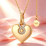 Personalized Engravable Sterling Silver Infinity Symbol Heart Necklace In 14K Gold Plated, "Forever Love" Sentimental Gift for Her