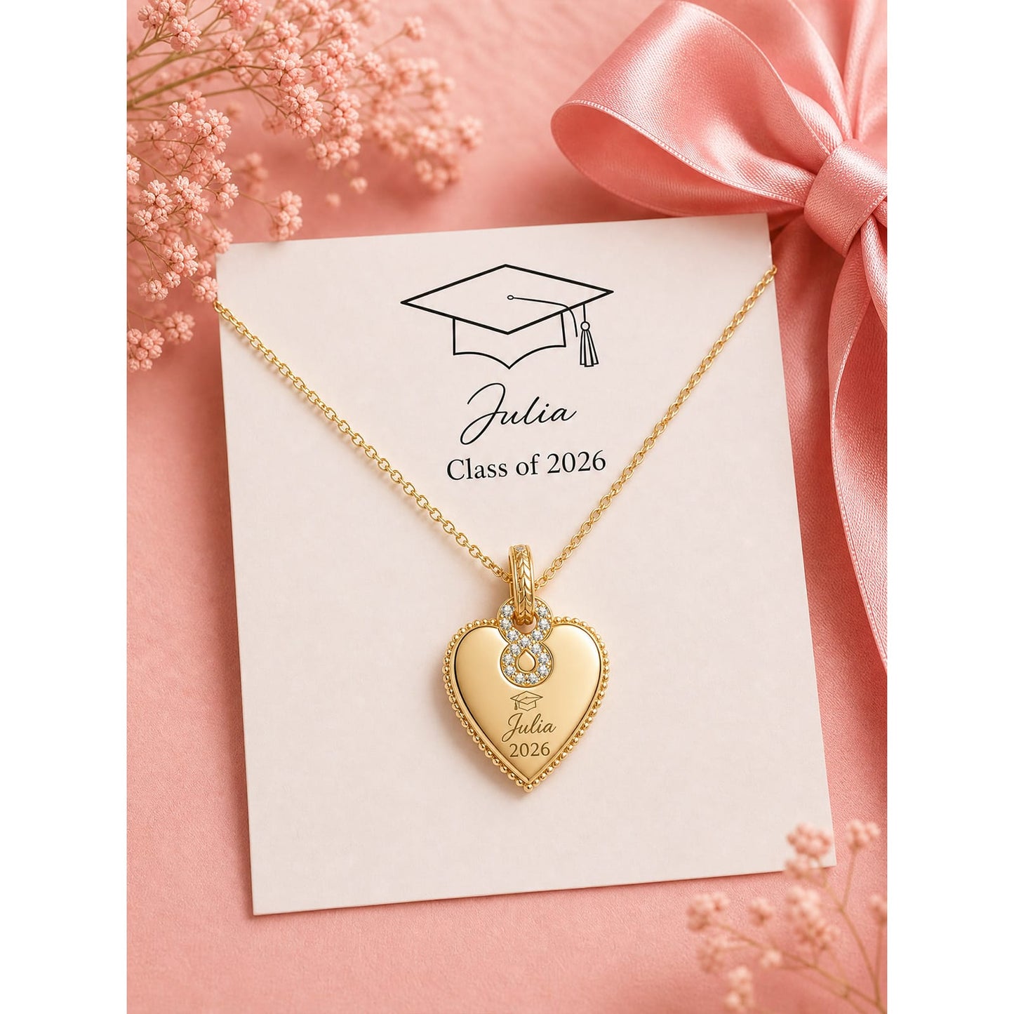 Personalized Engravable Sterling Silver Infinity Symbol Heart Necklace In 14K Gold Plated, "Forever Love" Sentimental Gift for Her
