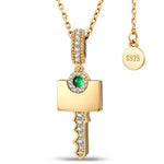 Custom Engraved Sterling Silver Key Necklace In 14K Gold Plated, Perfect "Key to My Heart" Gift for Her
