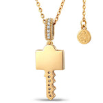 Custom Engraved Sterling Silver Key Necklace In 14K Gold Plated, Perfect "Key to My Heart" Gift for Her