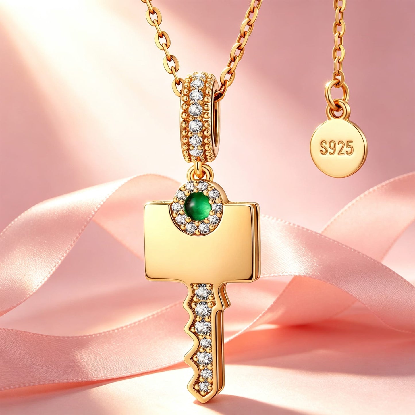 Custom Engraved Sterling Silver Key Necklace In 14K Gold Plated, Perfect "Key to My Heart" Gift for Her