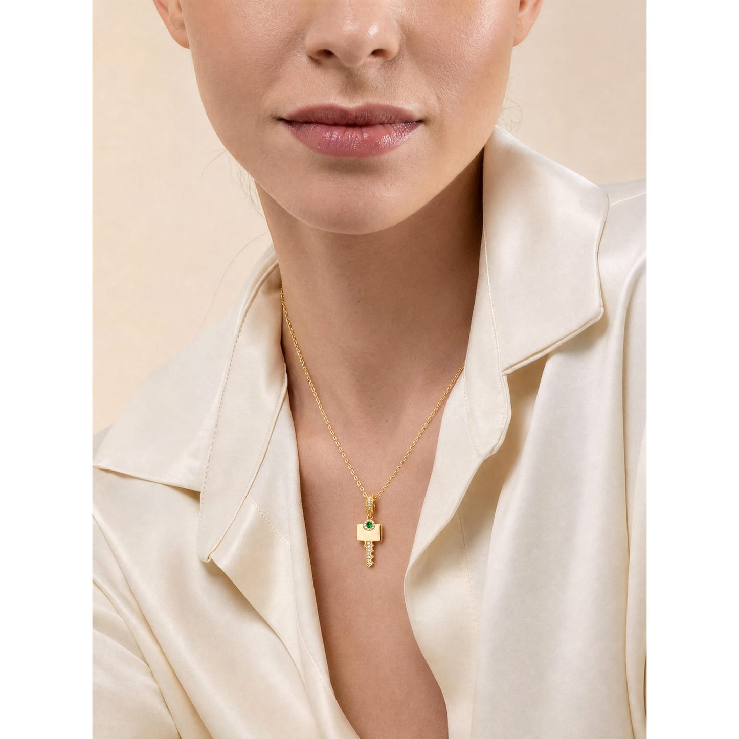 Custom Engraved Sterling Silver Key Necklace In 14K Gold Plated, Perfect "Key to My Heart" Gift for Her