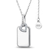 Personalized Engravable Sterling Silver Rectangle Necklace In White Gold Plated With Twisted Rope Border